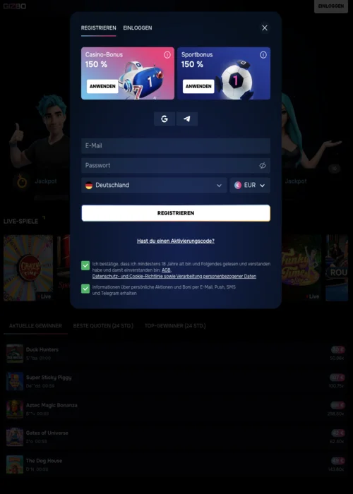 Gizbo Casino Registration